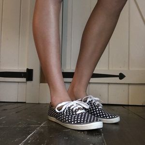 Blue and White Polka dot Keds Women